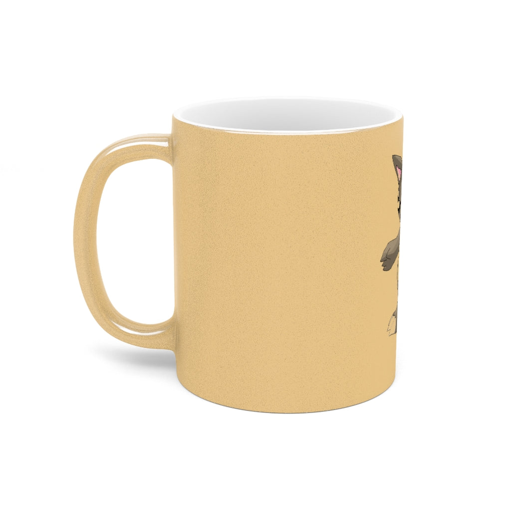 Psycore Metallic Mug in Gold and Silver finishes, showcasing personalized designs and a comfortable C-handle.